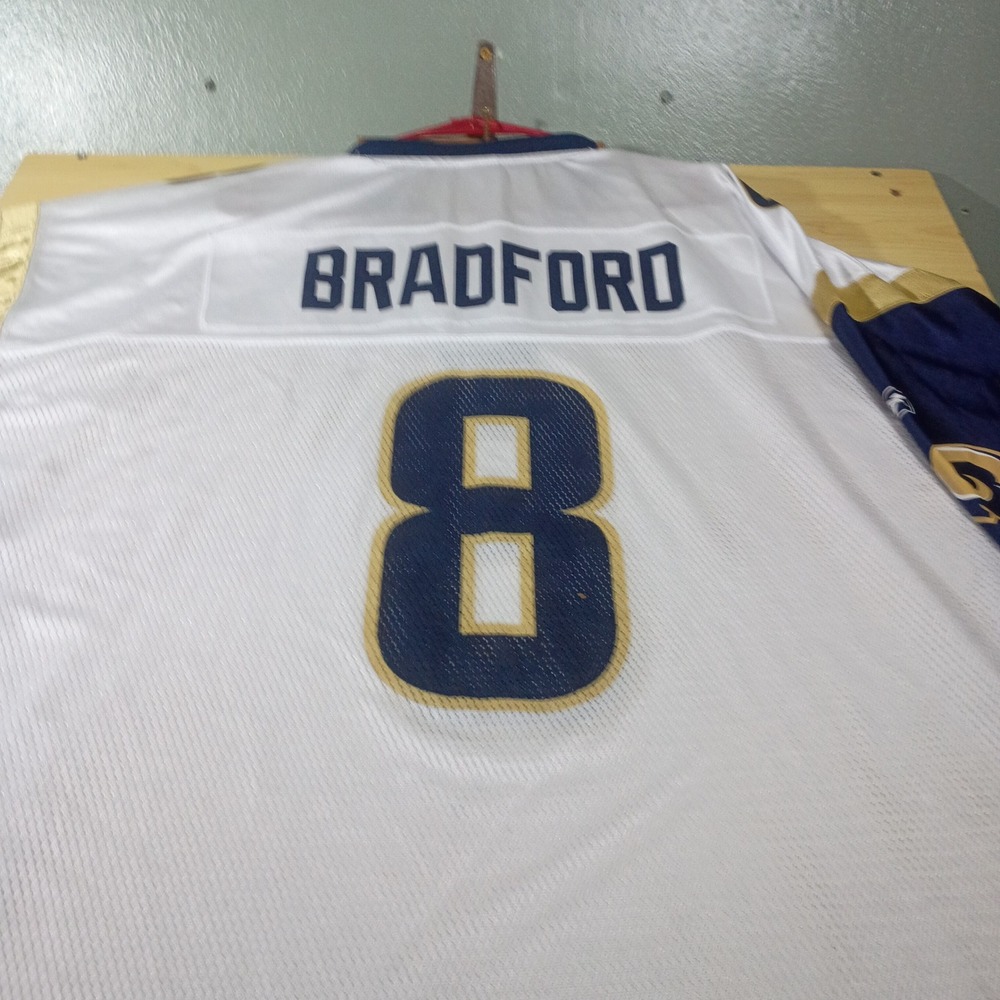 Reebok NFL Jersey Men 2XL White St. Louis Rams Sam Bradford 8 Mesh - Picture 6 of 9